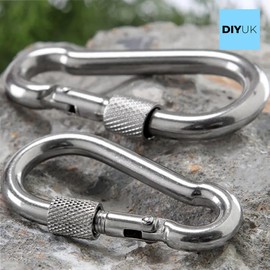 Steel Snap Hook With Screw Nut Length: 100mm (Pack of: 5) Carabiners Safe Lock Carabiner Clip Spring for Outdoor Hiking Camping Fishing Backpack DIYUK
