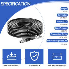 Sewer Jetter Kit for Pressure Washer 30FT，Drain Cleaner Hose 1/4 Inch NPT Corner, Rotating and Button Nose Sewer Jetting Nozzle Kit Waterproof Tape Pearl Corsage Pin and Spanners，5800PSI