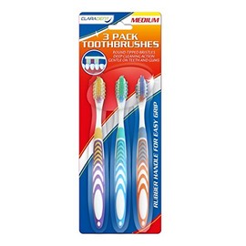 Claradent Medium Bristle Toothbrushes Pack of 3