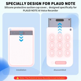 Silicone AI Voice Recorder Suction Cup Case Cover,Suction Cup Holder for PLAUD Note Voice Recorder with Key Ring,Suction Protective Case Cover Compatible with PLAUD Note Voice Recorder (Pink)
