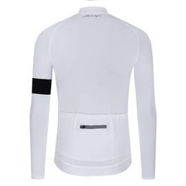 MOXILYN Winter Men's Cycling Jerseys Long Sleeve Thermal Fleece Cold Weather Cycling Jackets Warm Bike Tops Zipper Pocket White