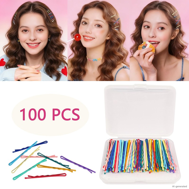 Multi-Color Bobby Pins, 2.2" Colorful cute Hair Clip Pins for
