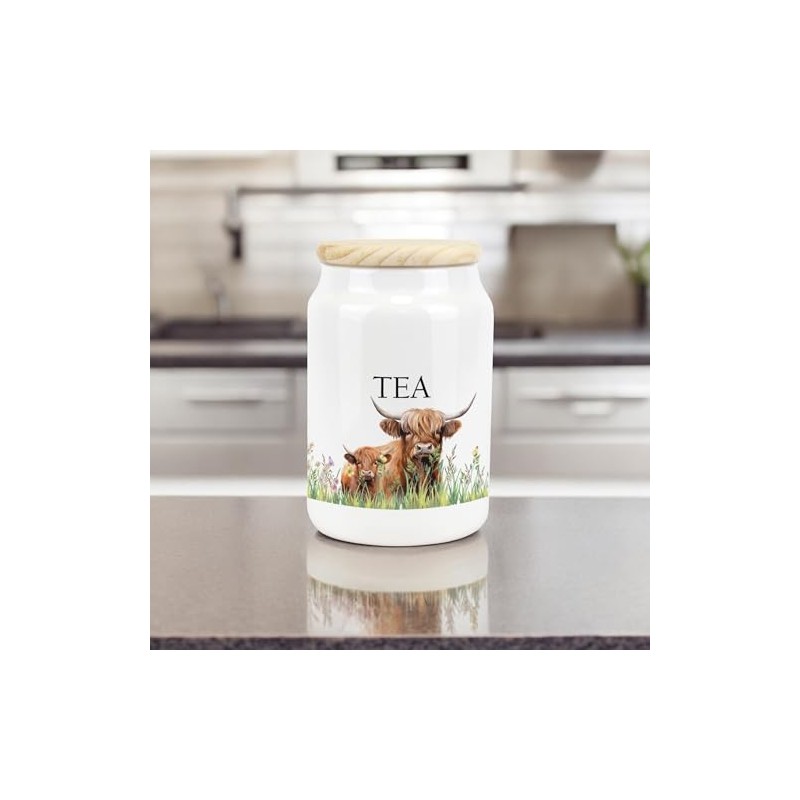 Purely Home Highland Cow Ceramic Coffee Storage Canister - Mum