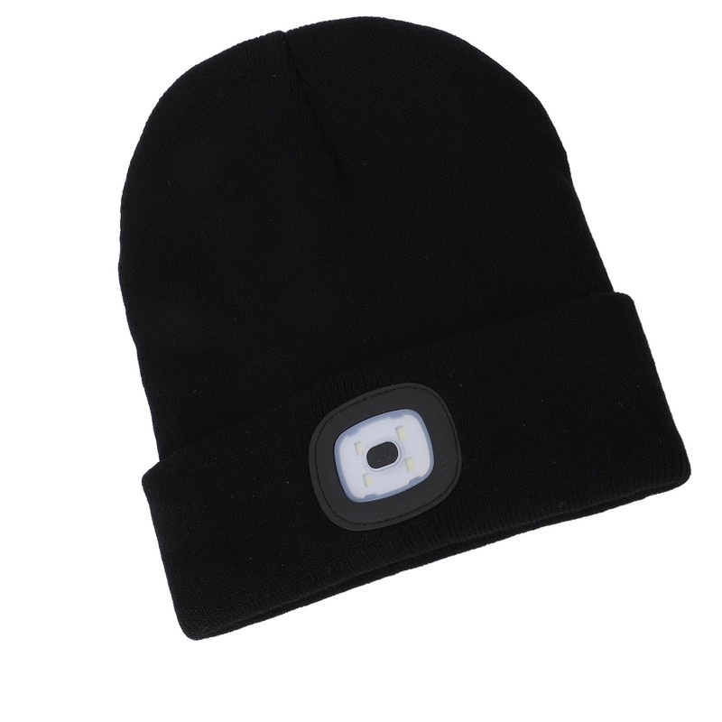 LED Beanie Hat Adjustable Brightness USB Rechargeable Soft Warm Knitted
