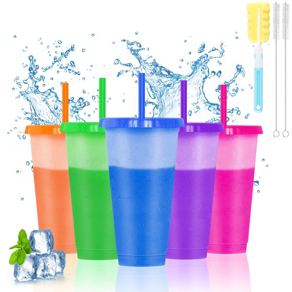 WenYa Cold Drink Colour Changing Cups for Kids, 5 Pack