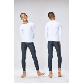 DEVOPS 3 Pack Youth Boys Compression Athletic Baselayer Long Sleeve Shirts (Medium, Black/Charcoal/White)