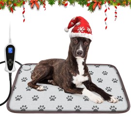 Bestio Cat Heating pad,Large Heating Pad for Dogs with Adjustable Thermostat (1-24 Hours) and Chew Resistant Steel Cord for Pets Birth,Newborns or Elder Pets (Paw,34×21 in)