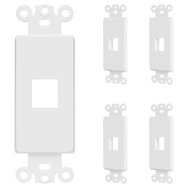ENERLITES 1-Port Keystone RJ45 Wall Plate Adapter, Multimedia Insert for Decorator Wall Plate, Cat7 Cat6 Cat5 Compatible, for Voice/Data & Audio/Video Multimedia Modules, 6261-W-5PCS, White, 5 pack