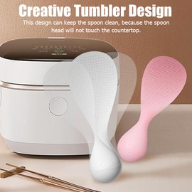 Ouliget Tumbler Anti-Stick Plastic Rice Spoon,Creative Stand Up Non Stick Rice Spoon Scooper Spatula,Rice Cooker Practical Spoons Kitchen Utensils for Salads Mashed Potato