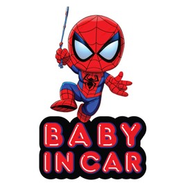 Baby in Car Sticker Driving Safety Warning Sign for Kids Funny Cartoon Decal Cute Little Spider Kid On Board Bumper Sticker for Truck Van SUV Window Caution Printed Vinyl Size 6.4 x 4.0 Inches.