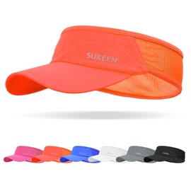 Sukeen Sonnenblende-Hut, UPF 50+ UV-Sonnenschutz-Sonnenblende für Damen, Laufmütze, Golfmütze für Herren, kühlendes elastisches Visier, Sport-Schirmmütze für Tennis, Radfahren,Orange
