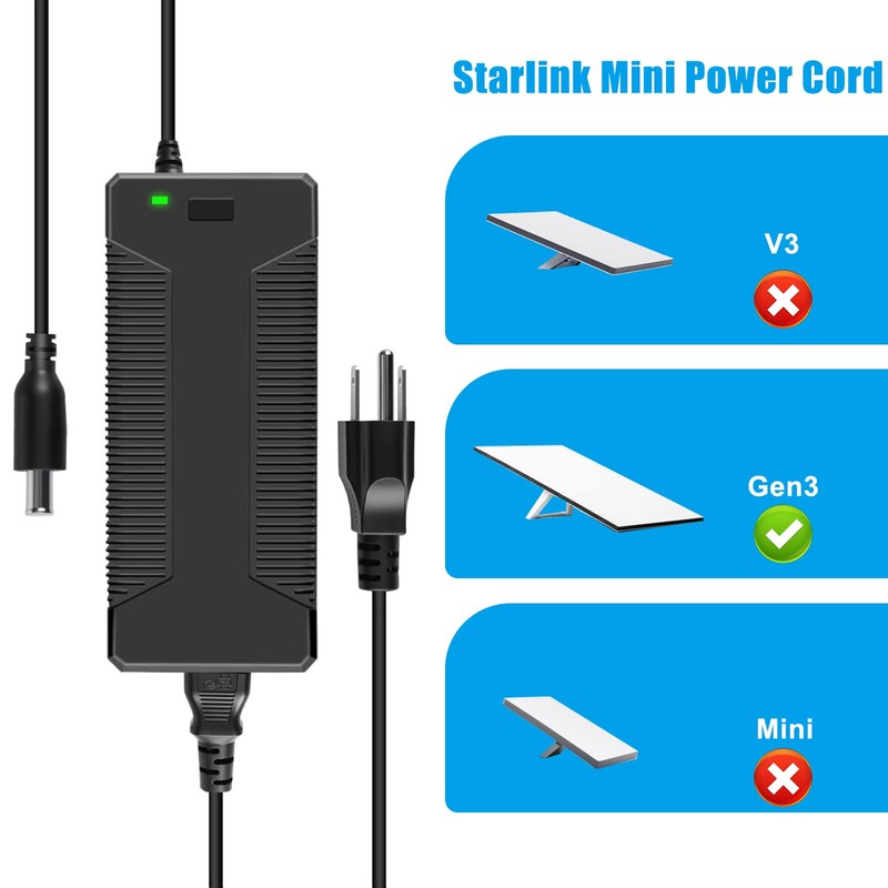 57V Power Supply for Starlink Gen 3 Router, Compatible with
