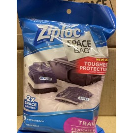 Ziploc Travel Space Bags Reusable Waterproof Suitcase sz Lot Of 3 Packs 6 total