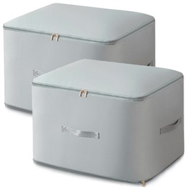 Space-saving compressing organiser, pack of 2 compressing bags, self-compressing movable organiser bags, large storage bag for duvets, clothes, blankets (grey, 54 x 42 x 60 cm)