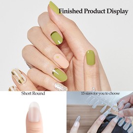 Sun&Beam Nails Fake Nails Tips Full Clear Acrylic Cover for Manicure Salons Nail Art 15 Sizes 240 Pcs (Short Round)