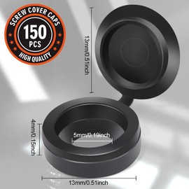 HNYYZL Plastic Hinged Screw Covers - 150 PCS Black, Flip Tops for Screw Heads, Snap Washer Caps