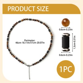 Mens Necklace Mens Beaded Tiger Eye Obsidian Black Lava Beaded Necklace Hematite Chain Men Necklaces Jewellery Gifts for Fathers Day Birthday Women Boyfriend Husband Valentines Anniversary Graduation