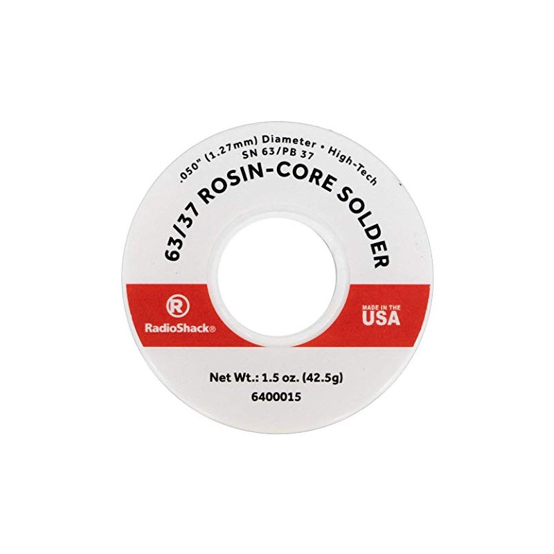 RadioShack SnPb 63/37 Tin/Lead Rosin-Core Solder, 0.050" Diameter - 1.5
