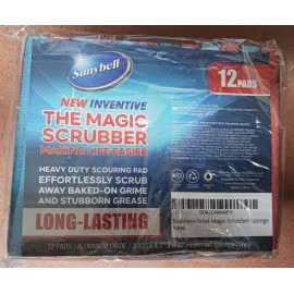 SUNYBELL THE MAGIC SCRUBBER HEAVY DUTY SCOURING PAD, LONG LASTING (Pack of 12)