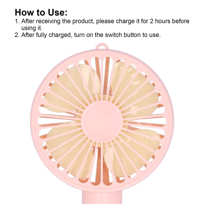 Handheld Electric Fan 4‑Blade 3‑Speed Adjustable USB Rechargeable Cooling Tool