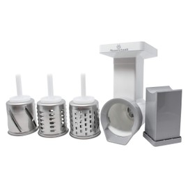 Family Grain Mill Slicer Shredder Attachment for KitchenAid, Includes 3 Stainless Steel Drums All-in-1 Fruit Slicer, Vegetable Chopper, and Cheese Grater
