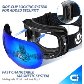 VANRORA Ski Goggles, Snowboard Goggles - Frameless Interchangeable Lens, Anti Fog and 100% UV Protection, for Men & Women