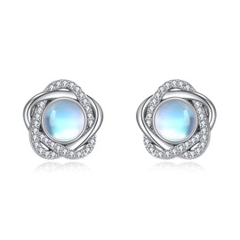 Moonstone Earrings for Women 925 Sterling Silver Moonstone Stud Earrings Jewellery Gifts for Women Girl (C-Moonstone stud earrings)