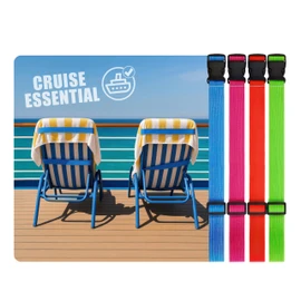 Cruise Adjustable Towel Bands [4 Pack] – Elastic Towel Straps for Sun Loungers & Deck Chairs – Towel Holder for Cruise, Pool & Beach – Stops Towels Blowing Away – Cruise Essentials