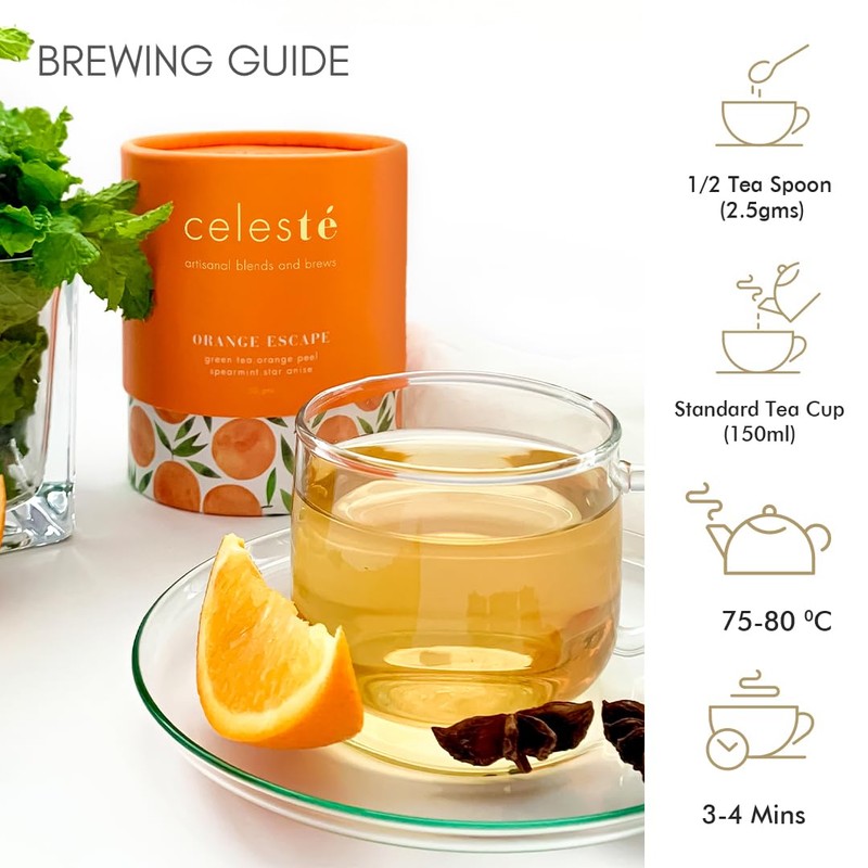CelesTe, Orange Escape, Orange Peel Tea - Premium Blend of