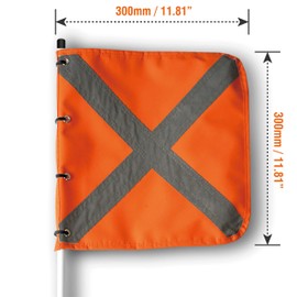 RAYTEEN Safety Flag with Carry Bag, Inc. Quicker Connector Base & 11.8" x11.8" Heavy Duty PVC Reflective Flag, Suit for ATV, UTV, Offroad, Jeep & Truck. Can be Used as 3.3'，6.6‘ or 10’.