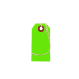 K-Kraft Solid Neon Green Blank Tags with String (#2 = 3.25 x 1.625 inches, PRE-Strung NEON Green)