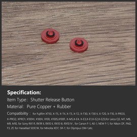 5 Pack Shutter Release Button,Pure Copper Concave Surface Camera Button for Fuji X-M5 XT50 X-T5 X-T4 X-T3 X-T2 X-T30 X-T30 II X-T20 X-T10 X100VI X100V (Dark Red)
