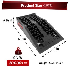 ROBLOCK Car Ramps for Lift and Vehicle Maintenance, Portable Low Profile Car Ramps for Garage, Heavy Duty Tire Ramps for Low Chassis Cars and Support Jack, 17.5''x10''x3.14'', 2 PCS