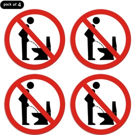 dealzEpic - Do Not Pee in the Toilet While Standing Sign - Self Adhesive Peel and Stick Waterproof Warning Vinyl Decal - 3.94 inches in Diameter | Pack of 4 Pcs