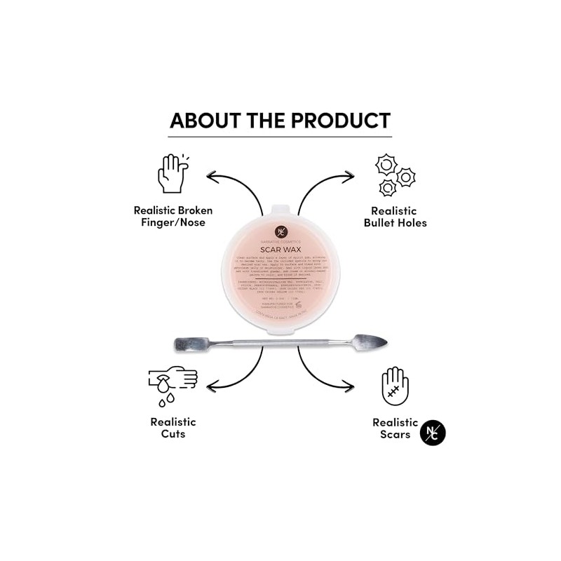 Narrative Cosmetics Cera para Modelar Cicatrices con Espátula de Doble