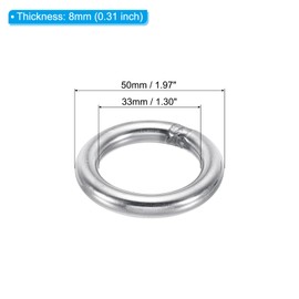 PATIKIL 34mm Metal Tórica Junta, 4 Paquete 304 Inoxidable Acero Redondos Anillos para Herraje Bolsos Cinturones Colgantes Cestas Bricolaje Artesanía Suministros