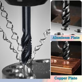 YUENTOEN 7 Pieces Spiral Flute Metric Taps Set, Nitriding Coated HSS Thread Tapping Tool for Metal Wood Plastic Tapping, Screw Taps Drill Set, Metric M3 M4 M5 M6 M8 M10 M12