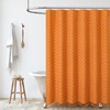 Dynamene Burnt Orange Boho Fabric Shower Curtain, Tufted Chevron Striped