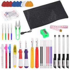 Glarks 134Pcs Seam Ripper Set Include Sewing Thread Remover Tool, Tailors Chalks, Sewing Pins, Scissors Ergonomic Grip Seam Rippers with Storage Bag for Crafting Removing Embroidery Hems Seams