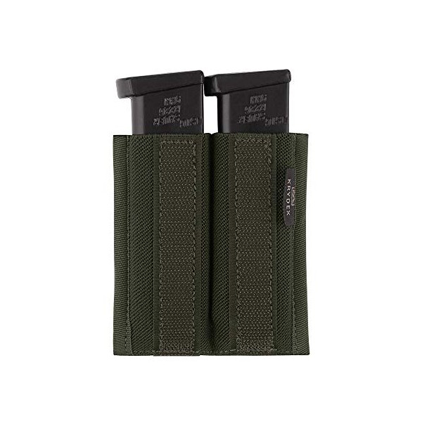 KRYDEX Double 9mm Magazine Holder Elastic Mag Holder with Hook Fasteners for MK3 and MK4 Chest Rig (Ranger Green)