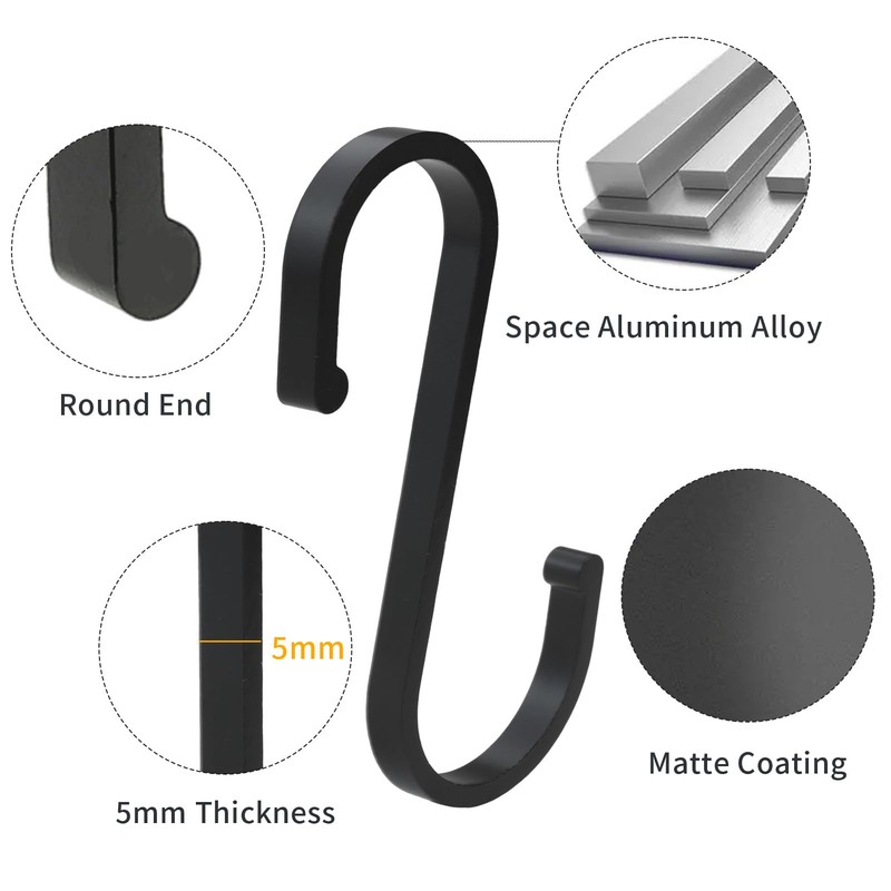 LWMLWM S Hooks [Pack of 10], Aluminium S-Hooks, Diameter Up