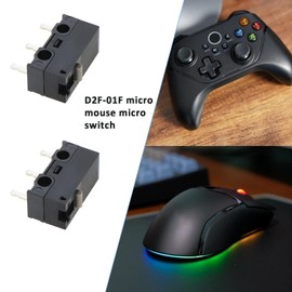 VGOL 4pcs D2F-01F Micro Switch Mouse Limit Switch 10 Million Clicks 0.7N Black Manual PCB Mount 1-way Stainless Steel Normally Open