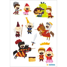 HERMA 15485 Stickers Knight Small Large, Pack of 30, Fairy Tale Stickers with Wizard King Princess Prince Monster Motif, Children's Labels for Photo Album, Diary, Poetry Album, Scrapbooking,