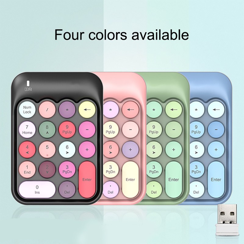 AK18 2.4G Wireless Digital Keypad Accounting External Round Keycap Wireless