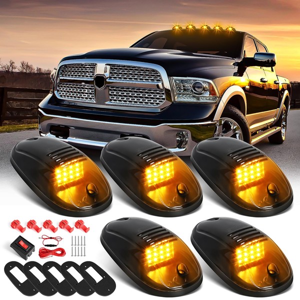 FICOLPO Universal Cab Roof Clearance Light, 5 Pcs LED Top