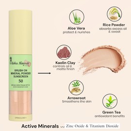 Solar Swipe, Aloha Minerals Block Brush-On Mineral Powder Sunscreen For Face, SPF 50, Water Resistant, Broad Spectrum, Natural Mineral Blend, Oil Abrosbent, Tropical Scent, Carrot Seed Extract, 0.21oz