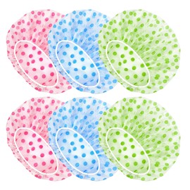 VTECHOLOGY Bath Cap, Waterproof Shower Hats, Reusable Plastic Bath Caps, Elastic Bath Cap for Women Spa Salon Home Use and Hotel(6Pcs)