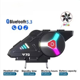 Y70 Motorcycle Bluetooth Helmet Headset V5.3 RGB Colourful Lights Headphones IPX6 Waterproof Support Connect 2 Phones at the Same Time