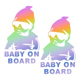 Baby on Board Sticker for Car, Funny Baby Safety Car Signs, Adhesive, Removable, Reflective, Waterproof, Cute Safety Caution Decal, No Need for Magnet or Suction Cup (2PCS Colorful)