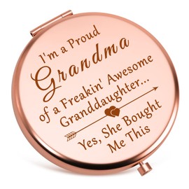 Xiecolty Grandma Gifts from Granddaughter Compact Mirrors Grandmother Gift Retirement Birthday Christmas Thanksgiving Gift for Grandma Grandmother Nana Folding Makeup Mirror Rose Gold